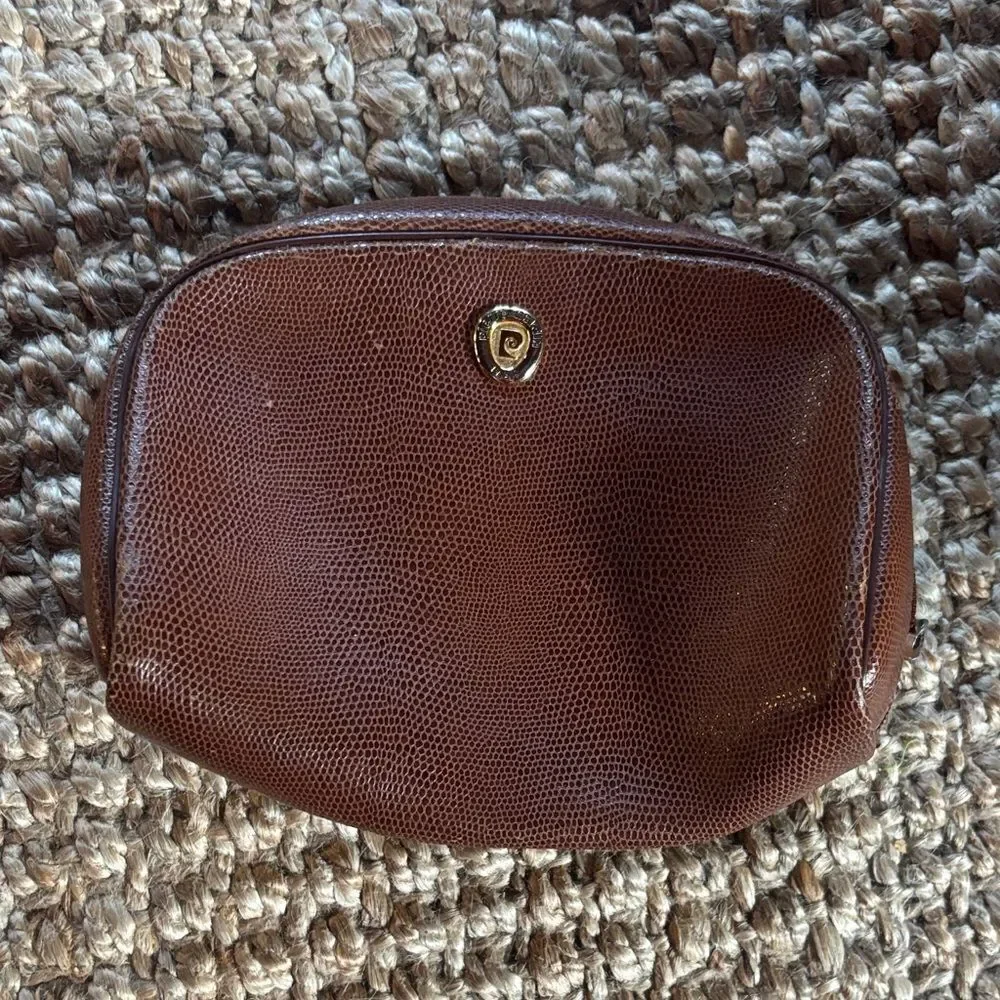 Vintage Pierre Cardin Brown Textured Bag with Gold Detail